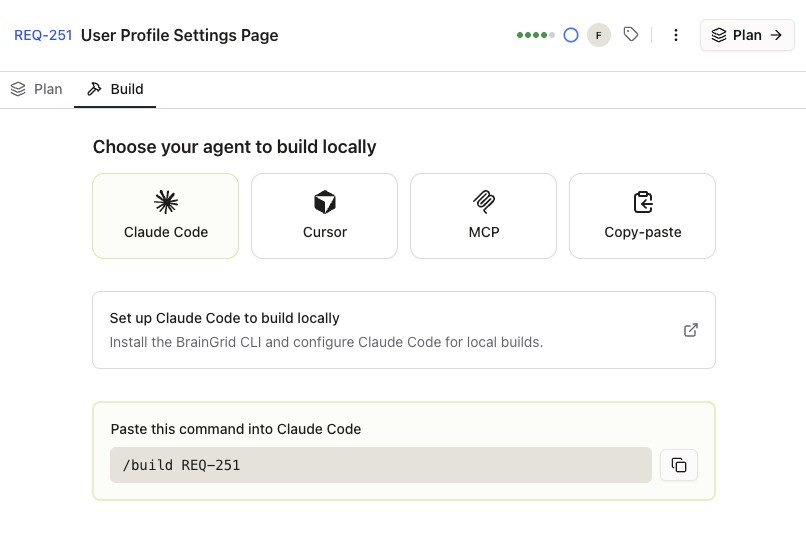 Build tab agent picker