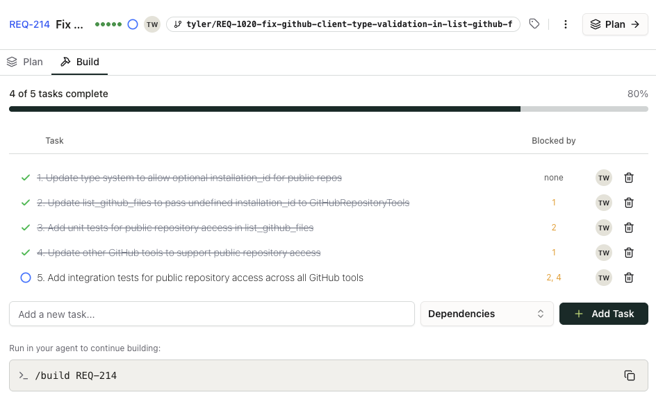 Tasks appearing during build