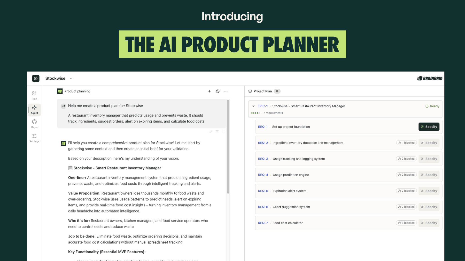 AI Product Planner unified view