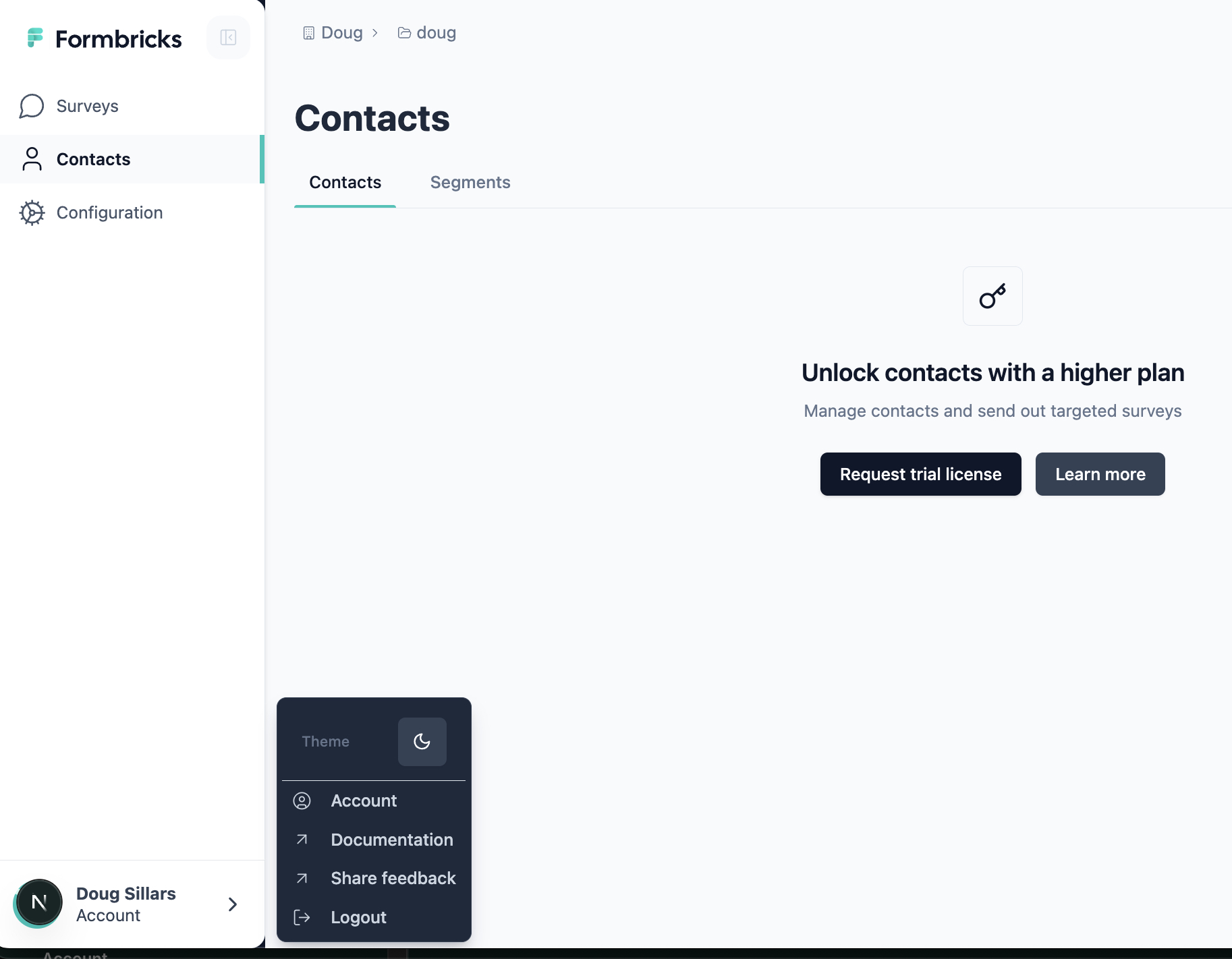 Dark mode toggle in Settings