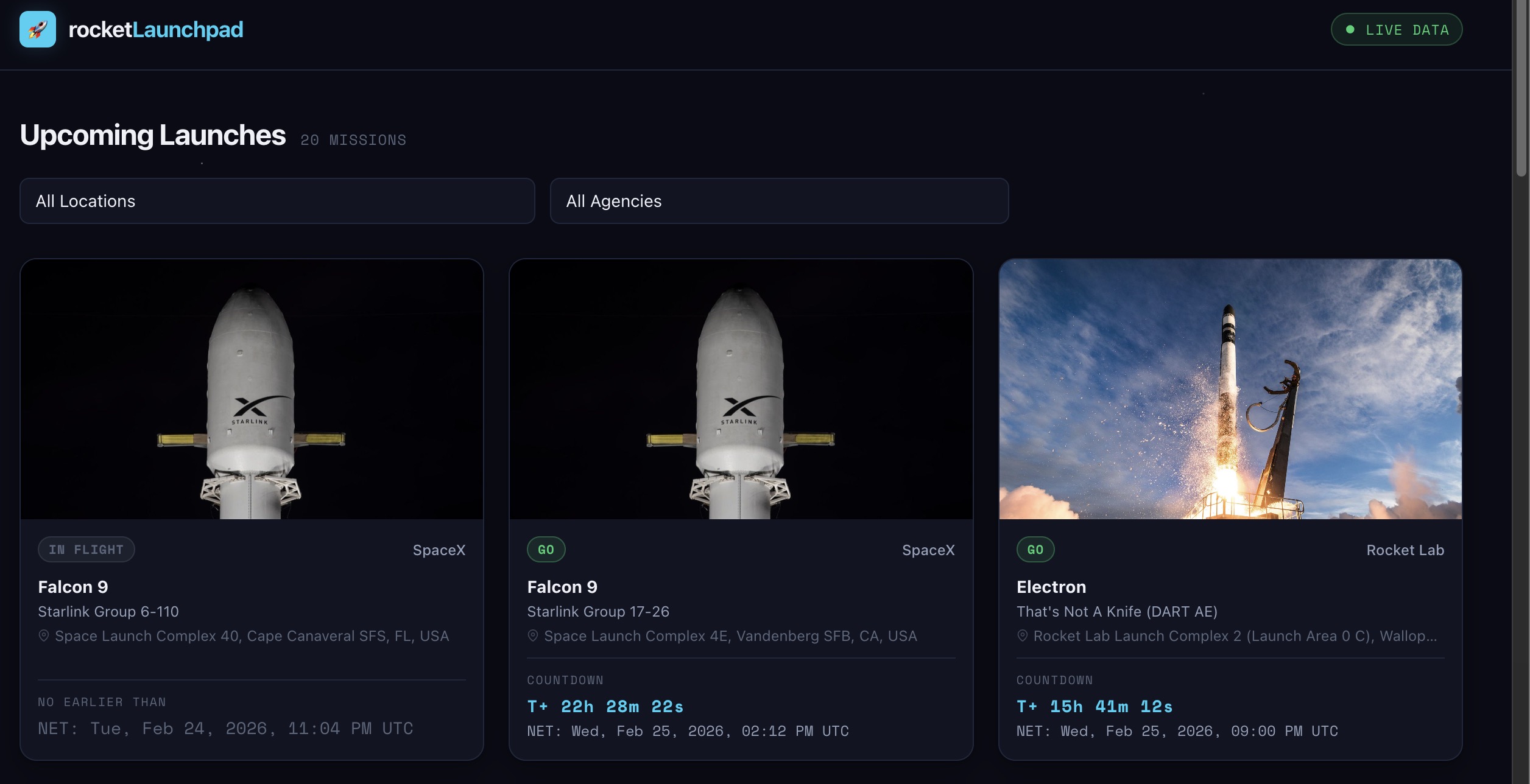Completed rocket launch tracker matching BrainGrid designs