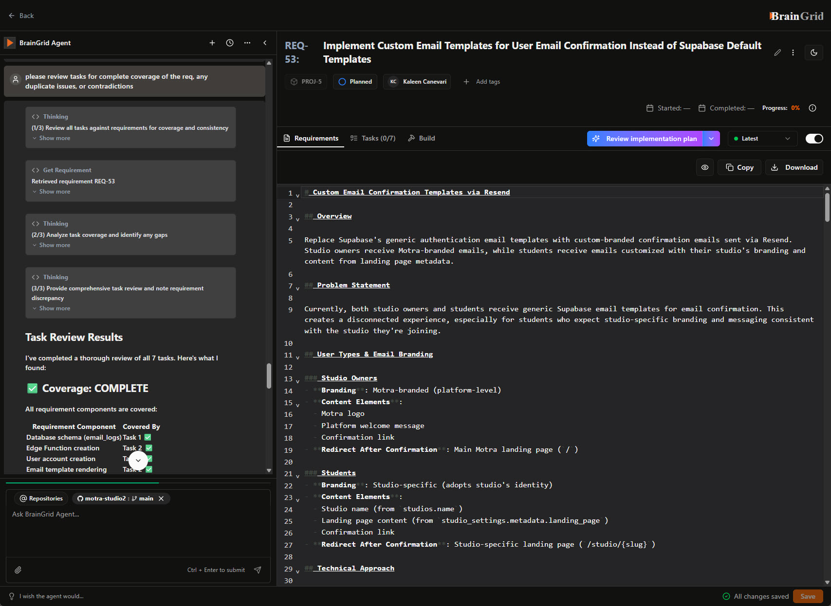 Kaleen's BrainGrid Agent