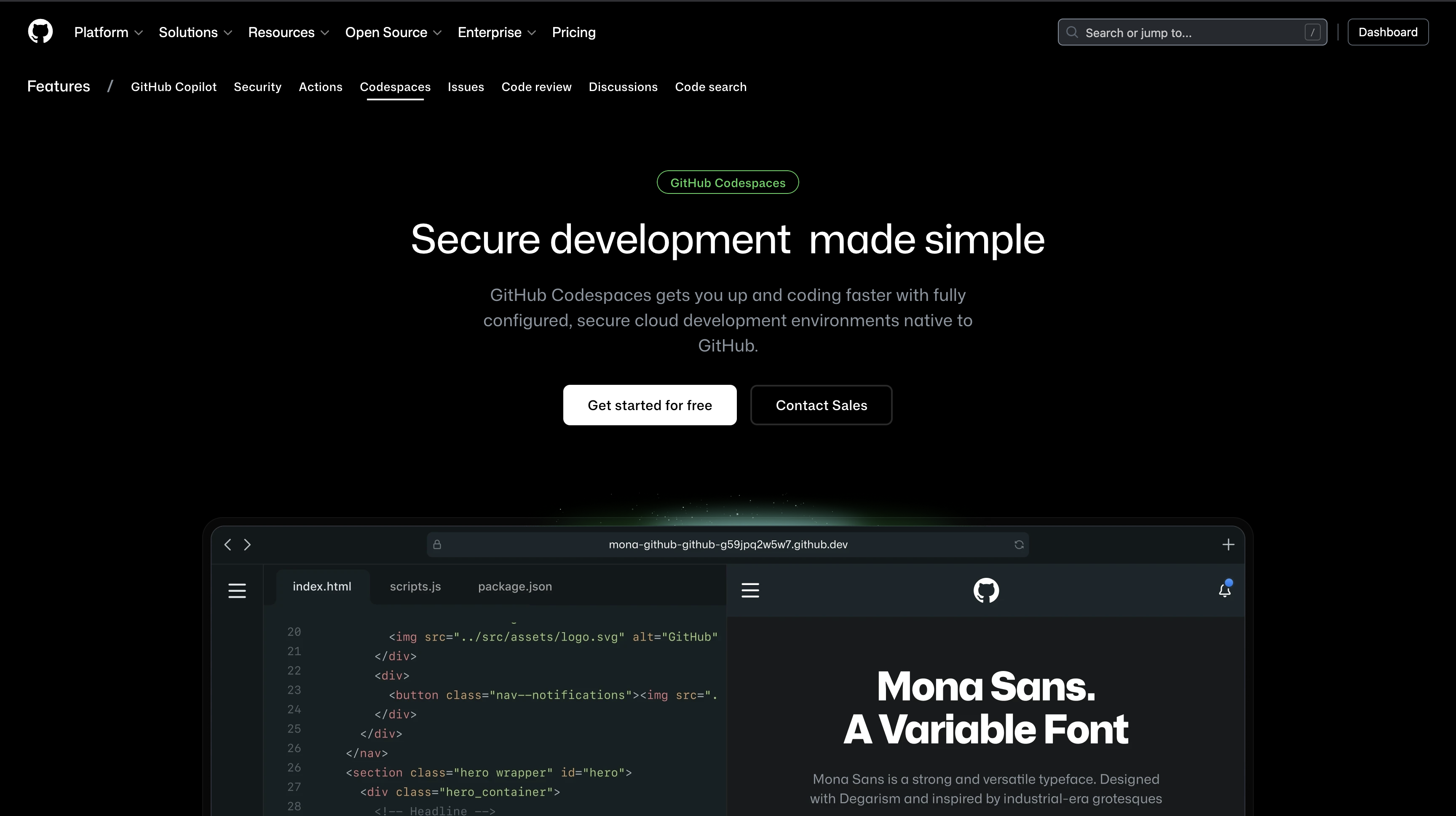 GitHub Codespaces Interface