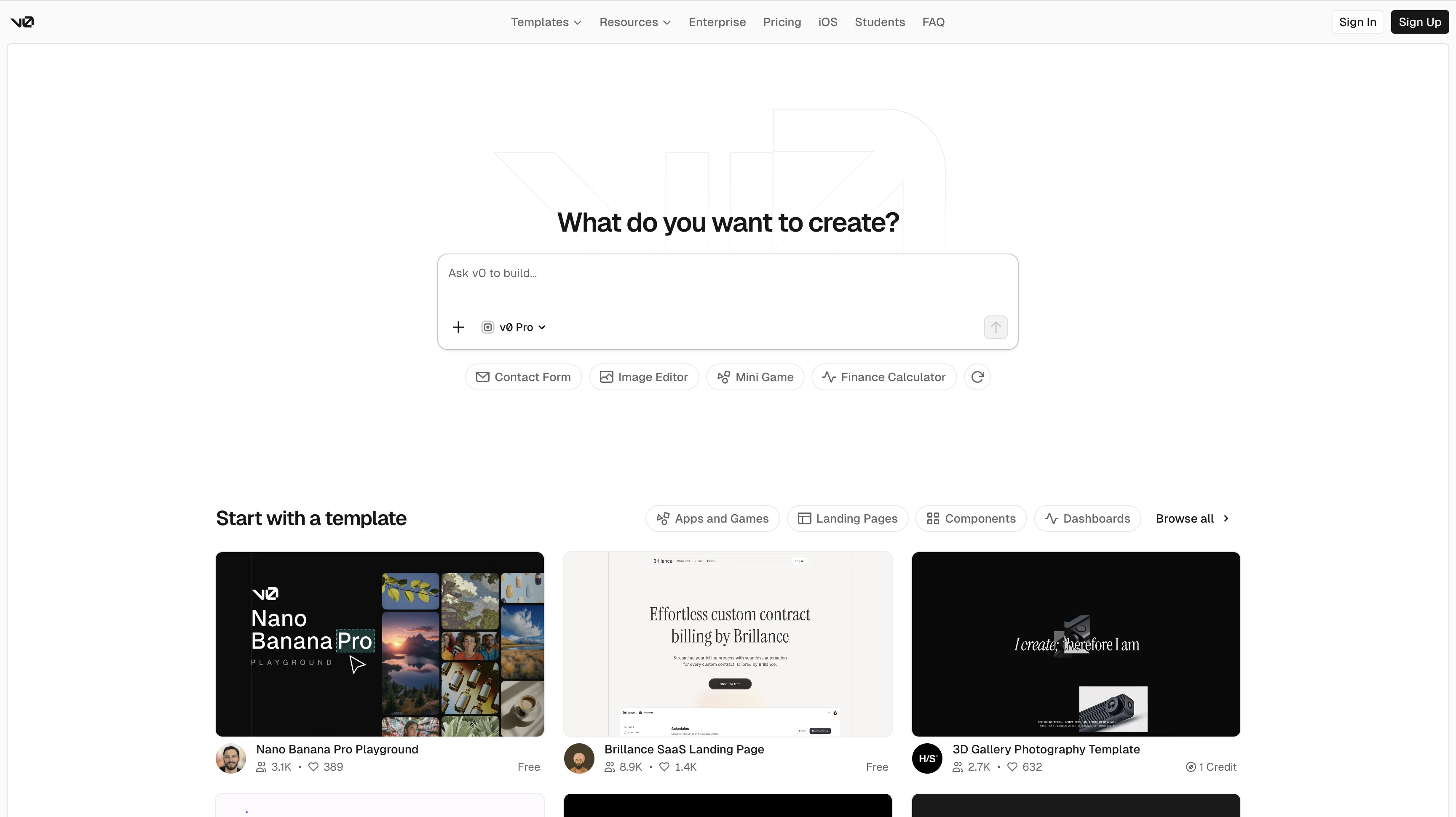 v0 by Vercel Interface