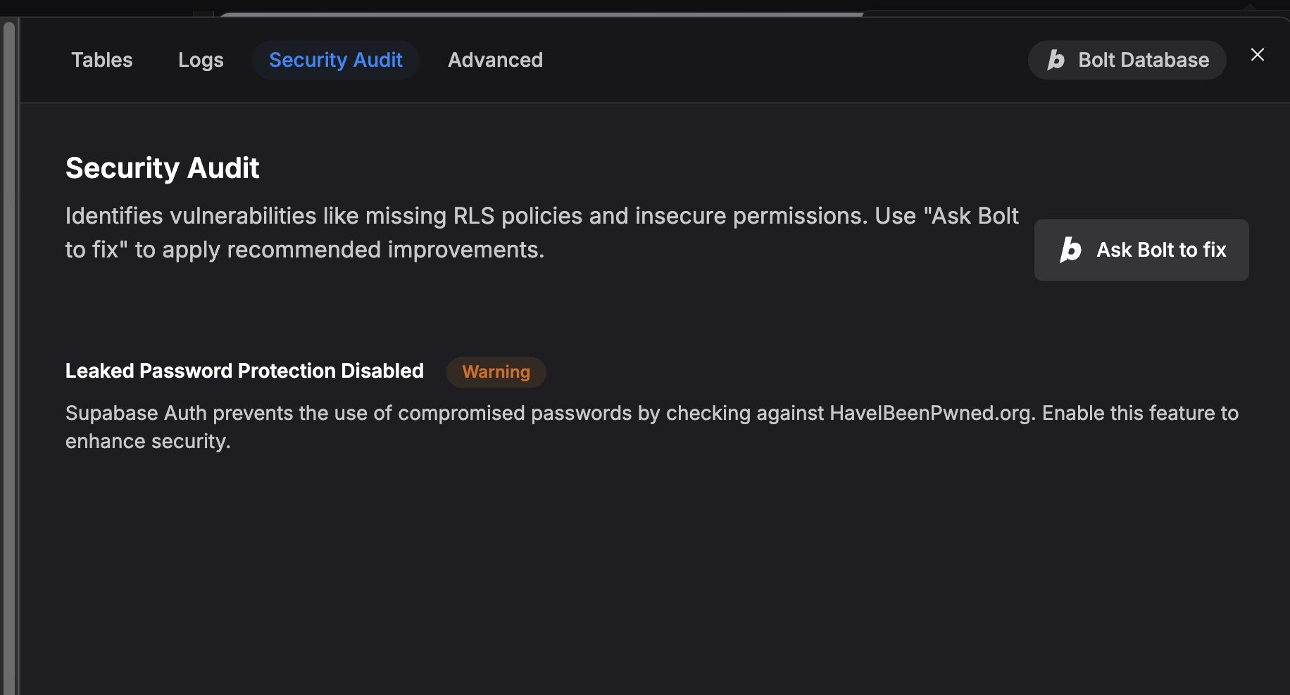 Bolt app security warning details