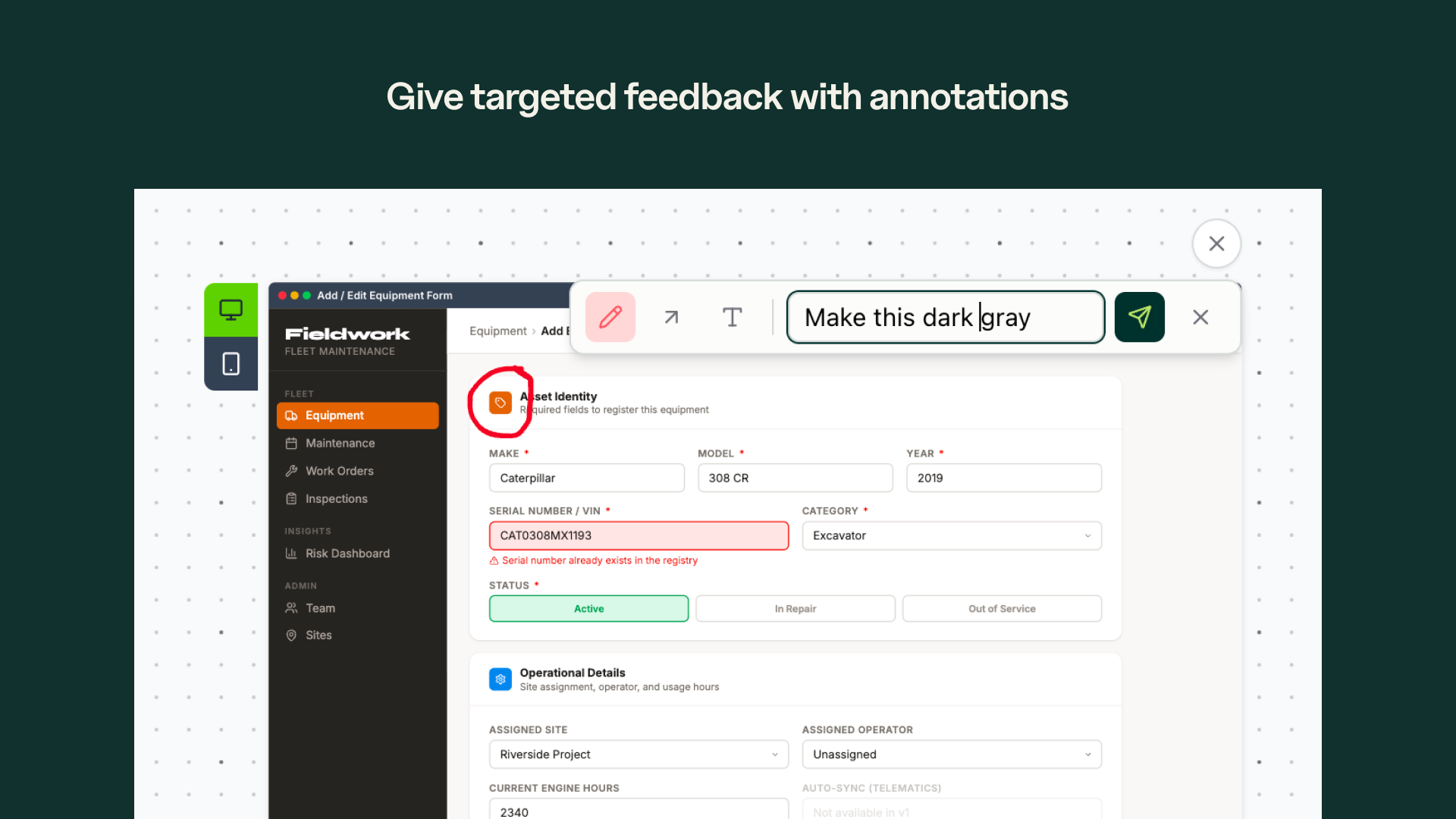 Annotating a design to guide changes