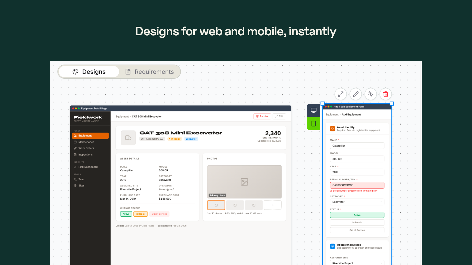 Desktop and mobile view boards